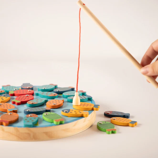 XQ296 Cat fish magnetic toy boys and girls fish fishing play house wooden toy factory direct sales