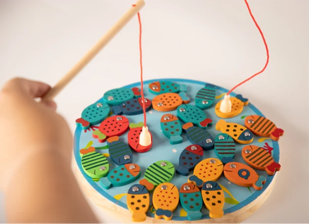 XQ296 Cat fish magnetic toy boys and girls fish fishing play house wooden toy factory direct sales