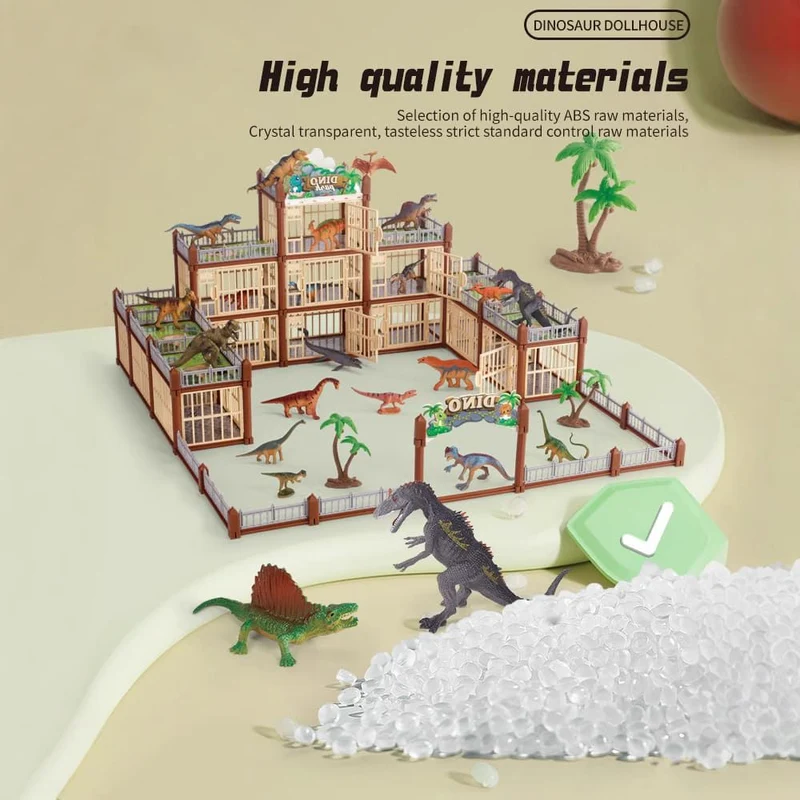137pc Brown DIY Jurassic Theme Park Building Set for Kids