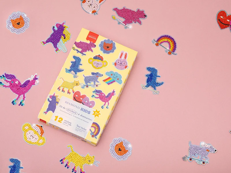 Kit Diamond Painting Kids Stickers Cool Ride – 12 Autocollants à Strass pour Enfants dès 5 ans