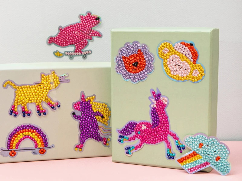 Kit Diamond Painting Kids Stickers Cool Ride – 12 Autocollants à Strass pour Enfants dès 5 ans