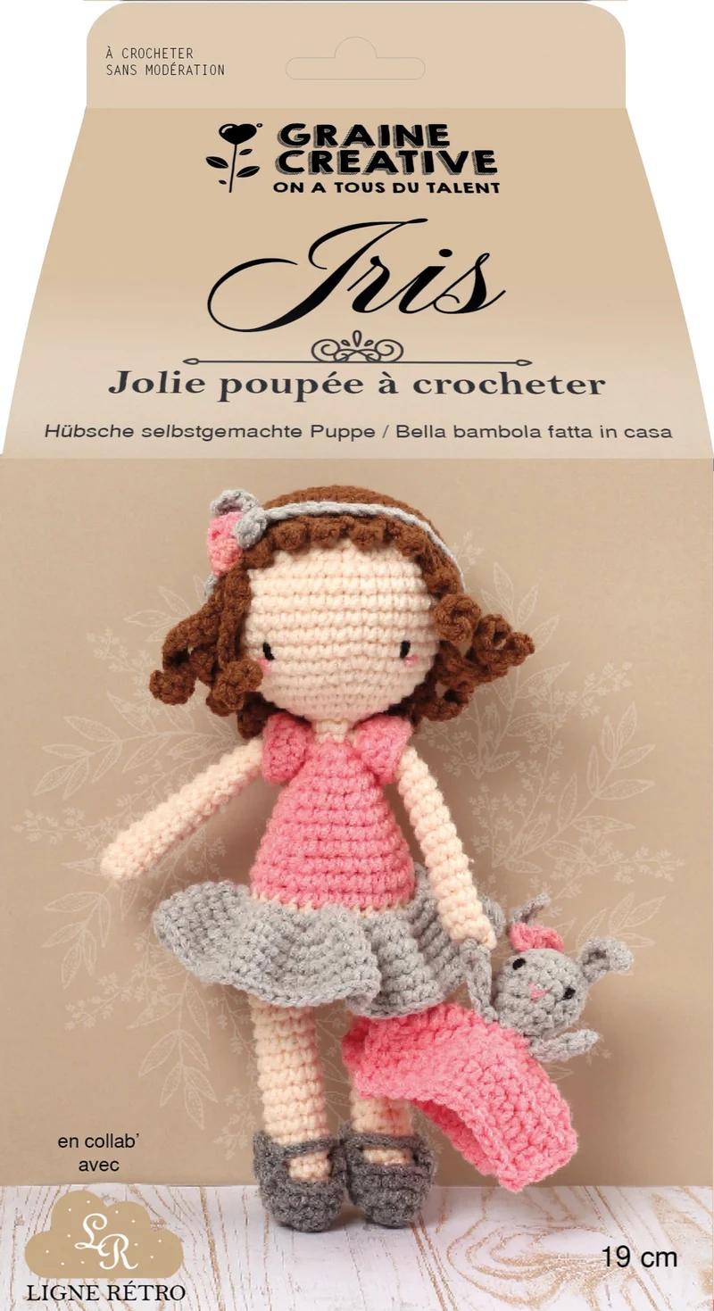 Kit Jolie Poupée à Crocheter Iris – Graine Créative x Ligne Rétro | Amigurumi DIY