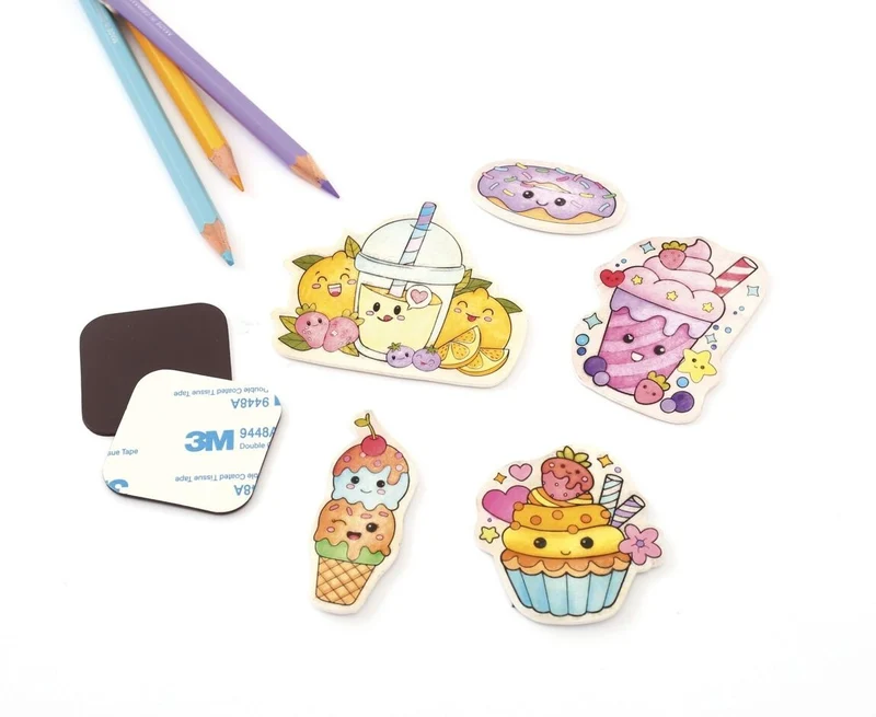 Kit Plastique Dingue Magnets Kawaï – 7 Aimants DIY à Colorier