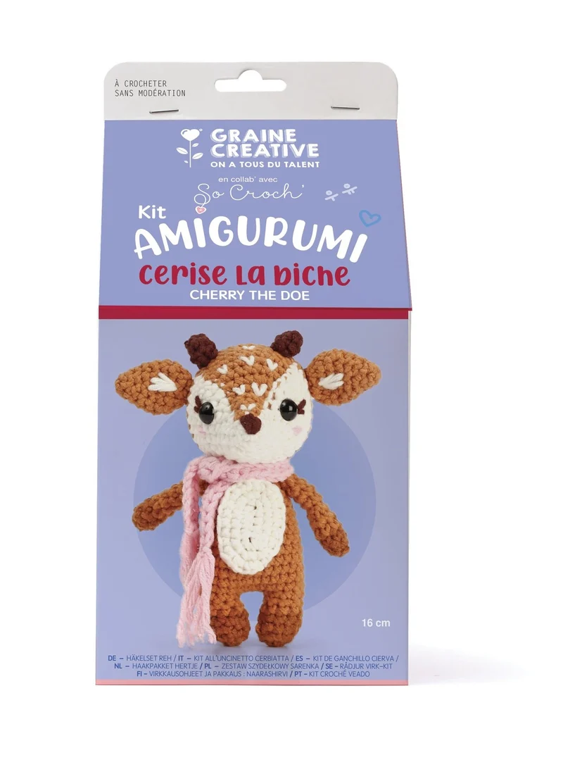 Kit Crochet Amigurumi Biche 17 cm – Doudou DIY Kawaii Graine Créative