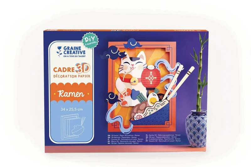 Cadre 3D Papier Ramen – Kit DIY Déco Kawaii & Créatif