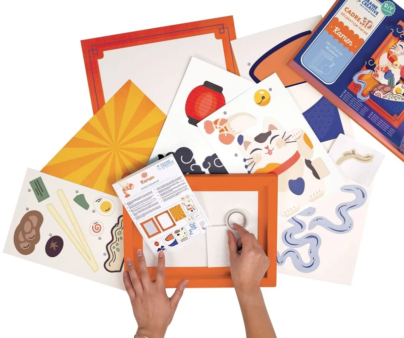 Cadre 3D Papier Ramen – Kit DIY Déco Kawaii & Créatif