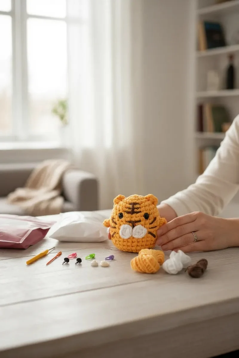 Kit Amigurumi Tigre – Crochet Facile pour Débutants