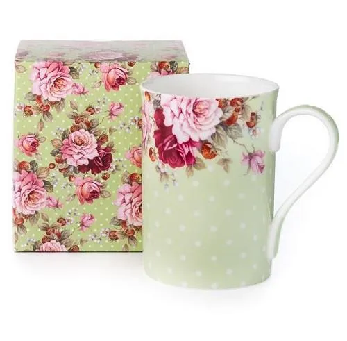McIntosh Dots & Roses Green Classico Mug - Tasse pois et roses vert