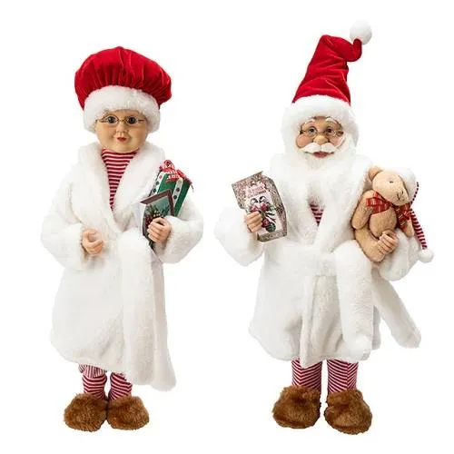 Mrs. Claus With Bathrobe Figurine Mère Noël en robe de chambre