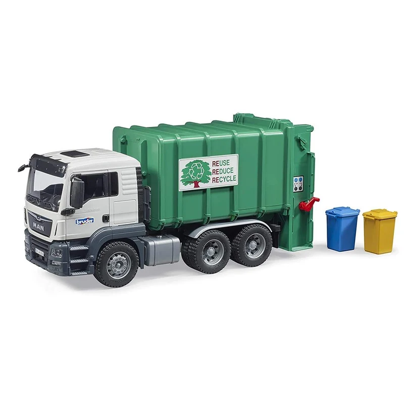 Bruder Rear Loading Garbage Recycling Truck/Camion de recyclage des déchets à chargement arrière - 3763