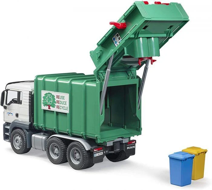 Bruder Rear Loading Garbage Recycling Truck/Camion de recyclage des déchets à chargement arrière - 3763