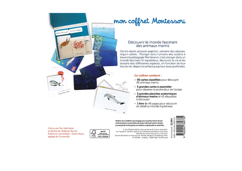 Mon coffret Montessori des océans - Pour découvrir la diversité de la faune océanique -Nathan
