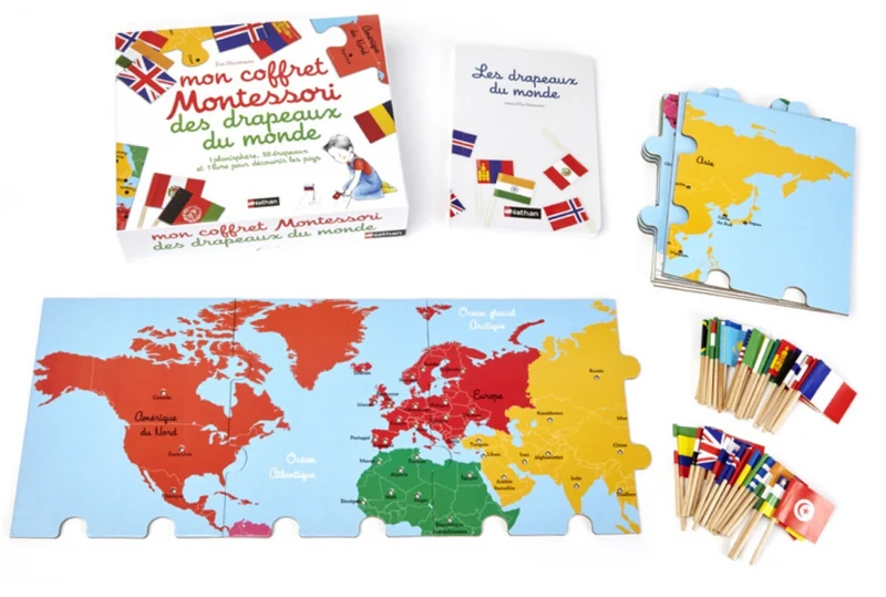 Mon coffret Montessori des drapeaux du monde -Nathan