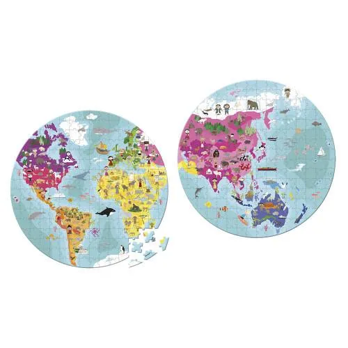 Janod Puzzle Double Sided World / Janod Casse-Tête Le Monde Double Face