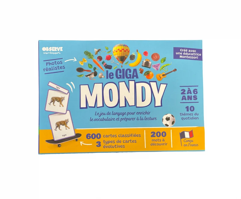 Giga Mondy, cartes de nomenclature Montessori -Observe Montessori