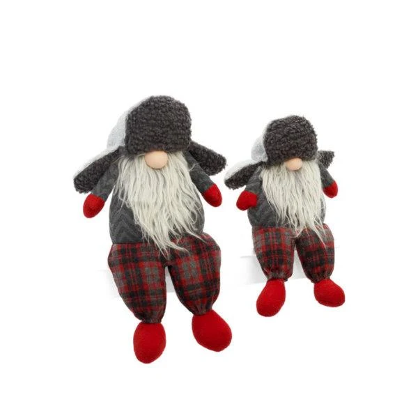 Santa Gnome with Hunter Hat Plush (Grey and Red) / Peluche Gnome du Père Noël avec chapeau de chasseur (Gris et rouge)