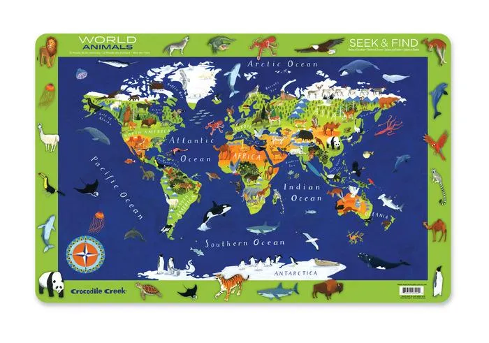 Crocodile Creek Placemat World Animals / Crocodile Creek napperon Animaux du monde